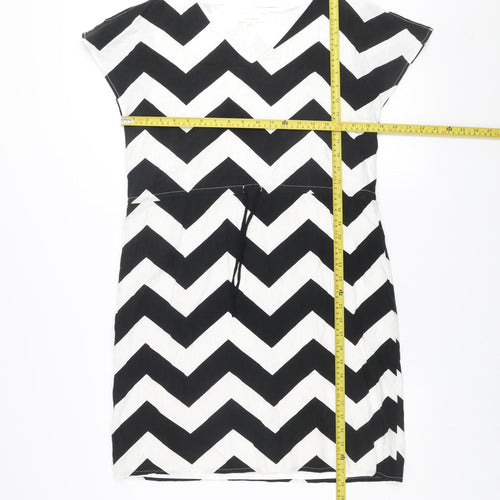 St-martins Women Black Chevron Knee Length Sheath Dress Size 8