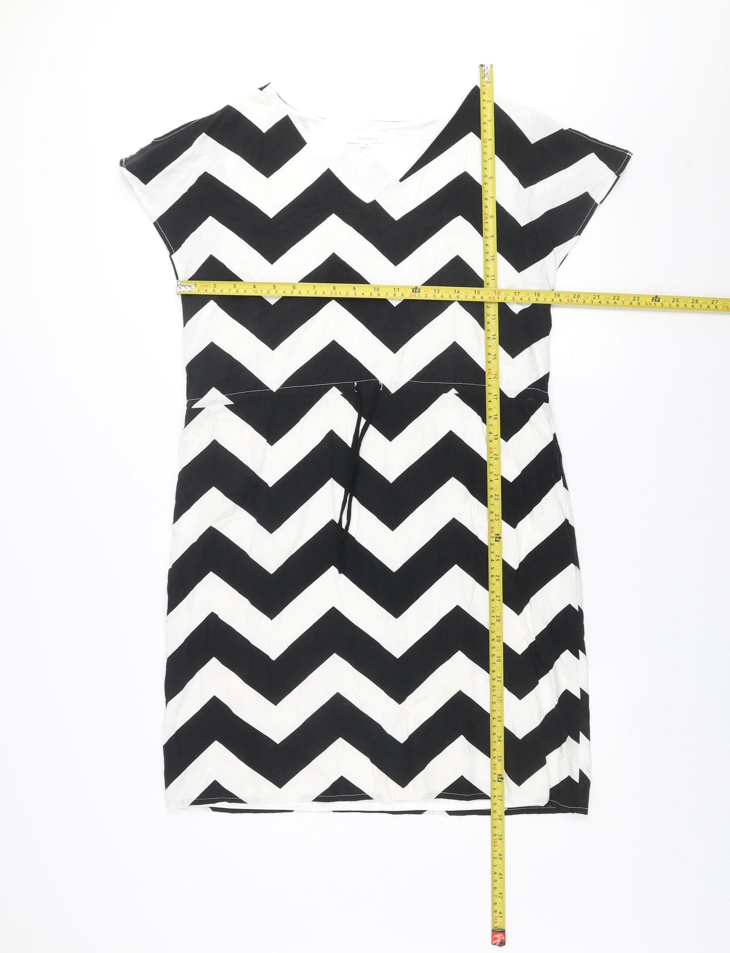 St-martins Women Black Chevron Knee Length Sheath Dress Size 8