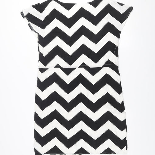 St-martins Women Black Chevron Knee Length Sheath Dress Size 8