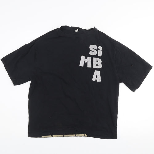 US SQUARE Women's Black Simba Graphic T-Shirt XL Vintage Style