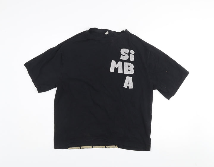 US SQUARE Women's Black Simba Graphic T-Shirt XL Vintage Style