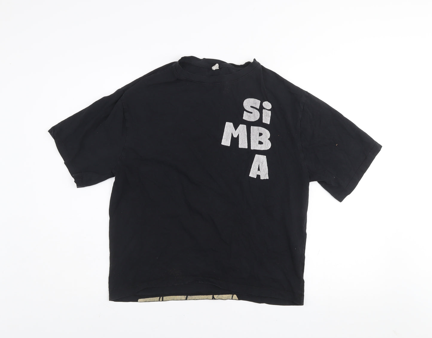 US SQUARE Women's Black Simba Graphic T-Shirt XL Vintage Style
