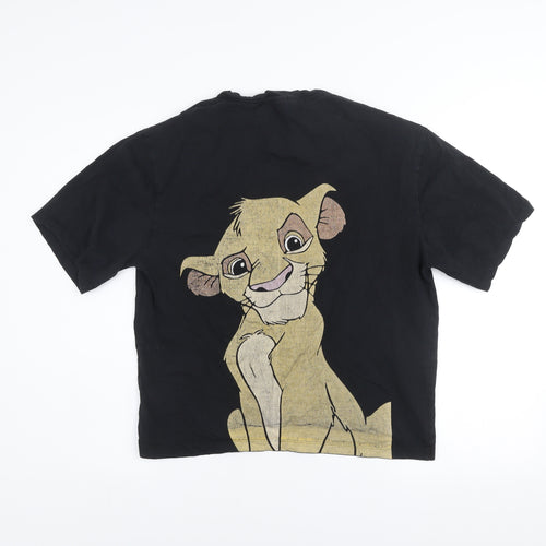 US SQUARE Women's Black Simba Graphic T-Shirt XL Vintage Style
