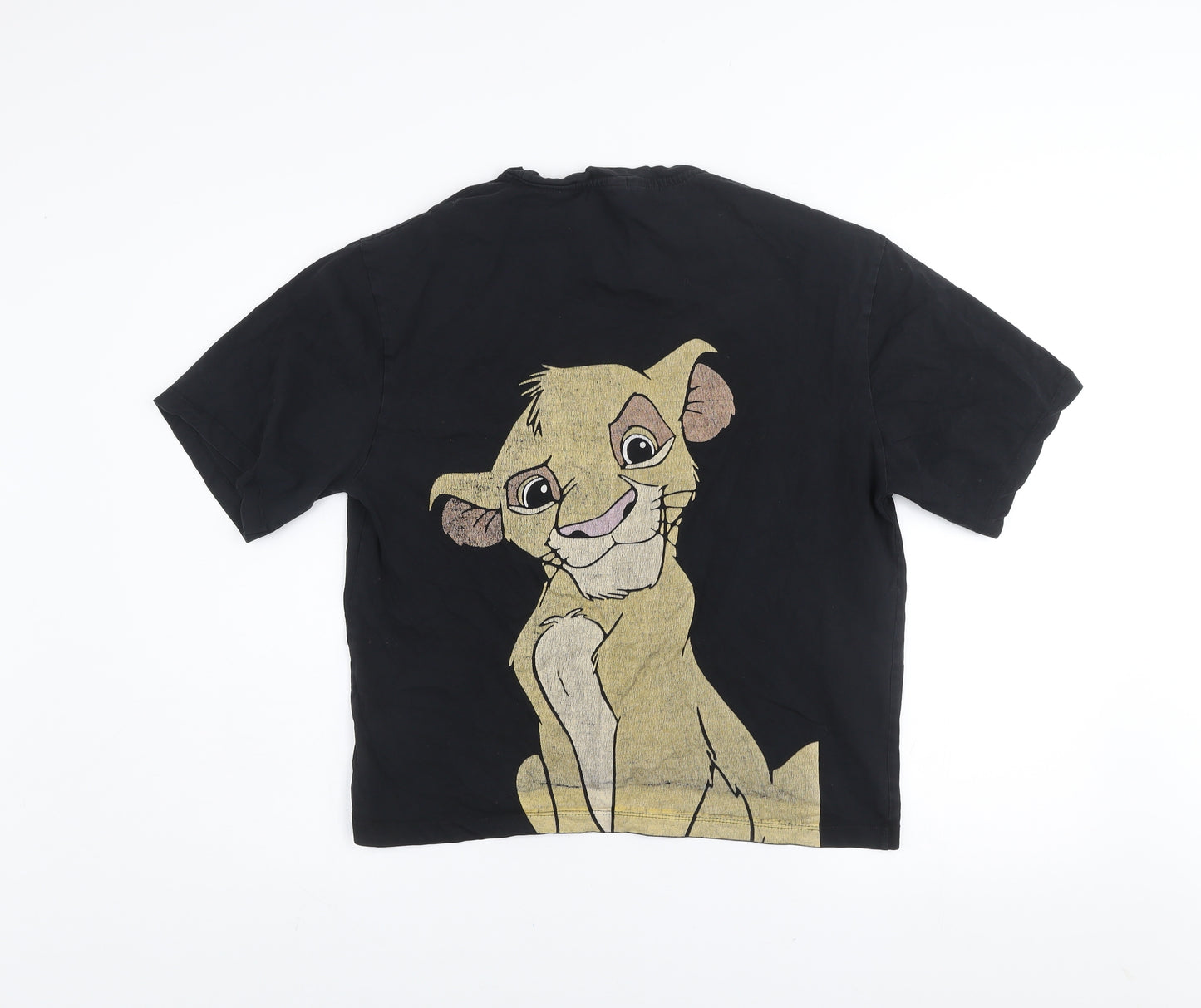 US SQUARE Women's Black Simba Graphic T-Shirt XL Vintage Style