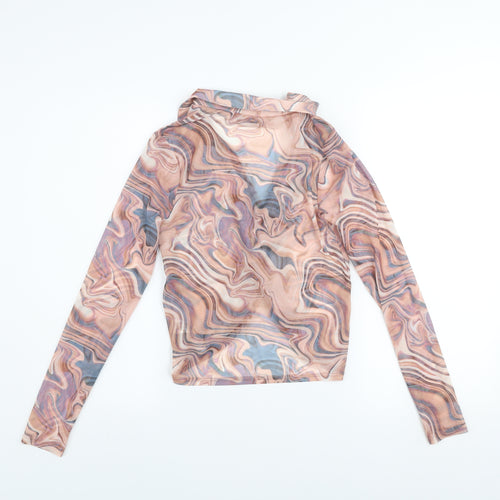 New Look Women’s Multicoloured Mesh Wrap Blouse UK 10 Long Sleeve