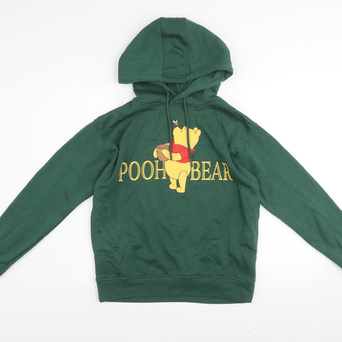 Disney Women’s Green Pooh Bear Pullover Hoodie XS Cotton Blend