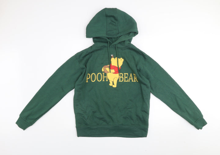 Disney Women’s Green Pooh Bear Pullover Hoodie XS Cotton Blend