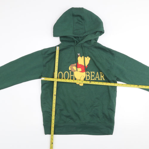 Disney Women’s Green Pooh Bear Pullover Hoodie XS Cotton Blend