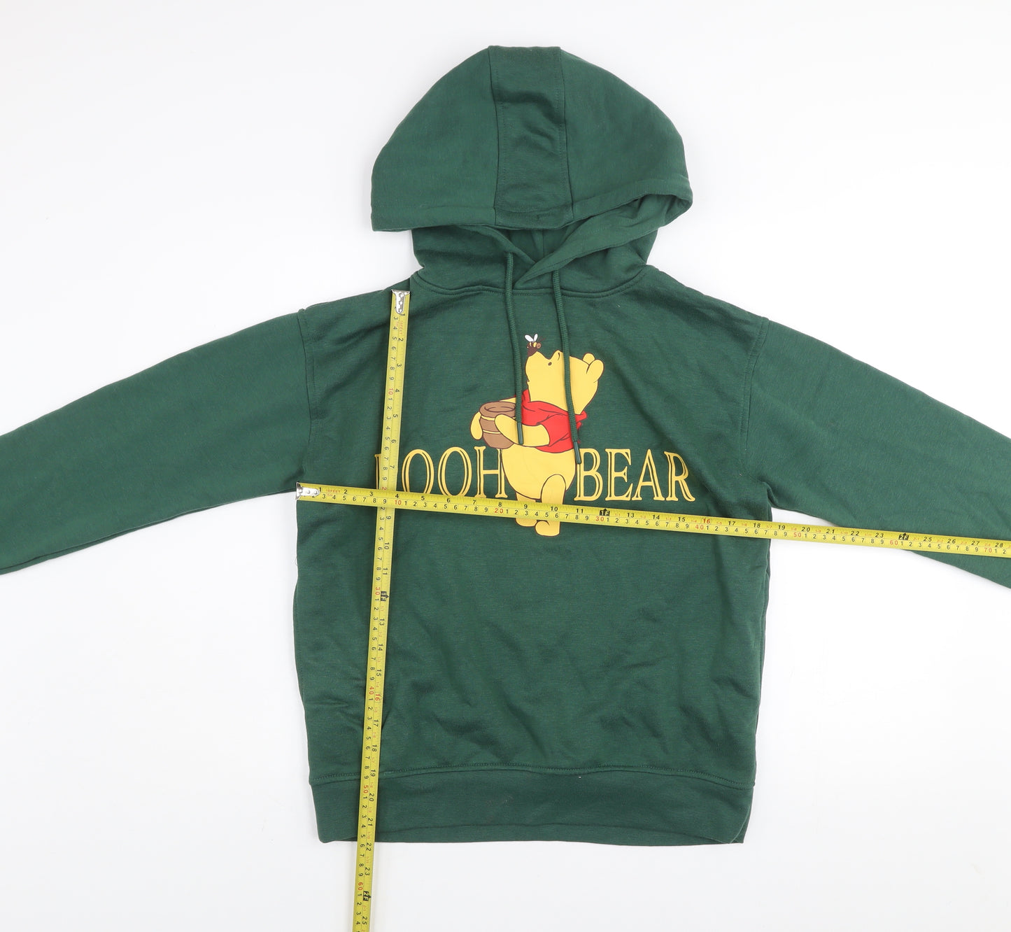 Disney Women’s Green Pooh Bear Pullover Hoodie XS Cotton Blend