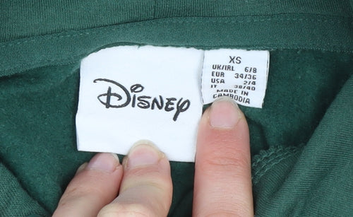 Disney Women’s Green Pooh Bear Pullover Hoodie XS Cotton Blend