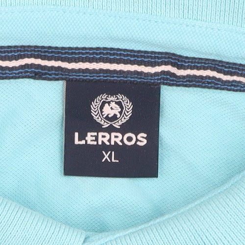 Lerros Mens Blue XL Cotton Elastane Short Sleeve Polo Shirt