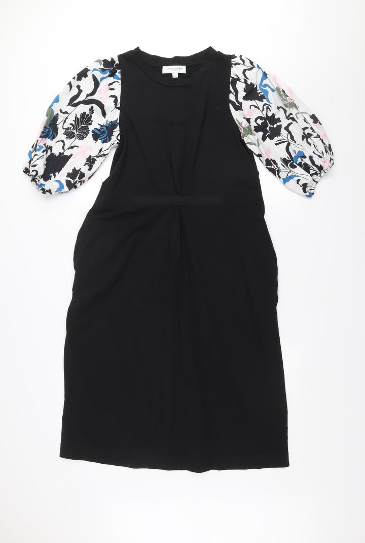 Carolyn Donnelly Women’s Black Floral Puff Sleeve Shift Dress Size S
