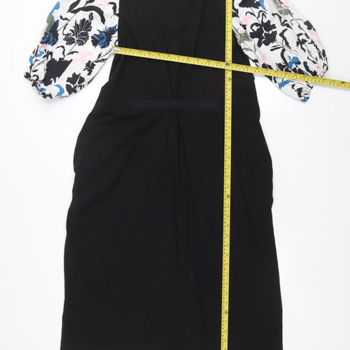 Carolyn Donnelly Women’s Black Floral Puff Sleeve Shift Dress Size S