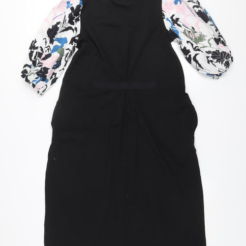 Carolyn Donnelly Women’s Black Floral Puff Sleeve Shift Dress Size S