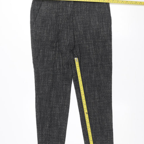 H&M Women's Grey Cropped Slim Fit Tapered Trousers Size 10