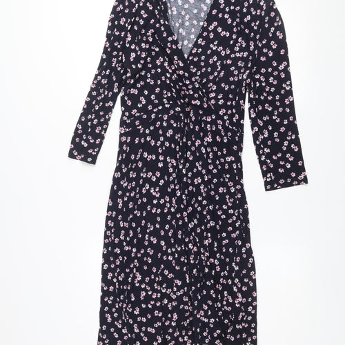 French Connection Women’s Blue Floral Wrap Dress Size 12 Viscose