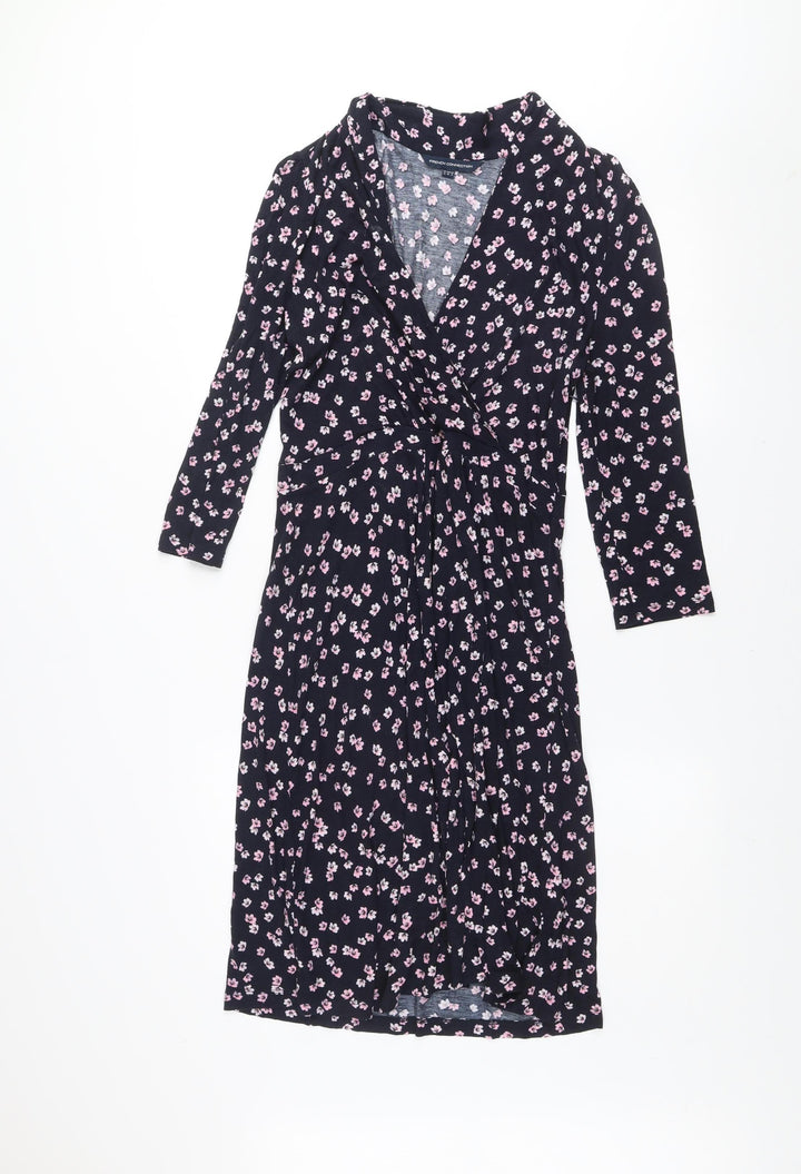 French Connection Women’s Blue Floral Wrap Dress Size 12 Viscose