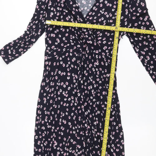 French Connection Women’s Blue Floral Wrap Dress Size 12 Viscose