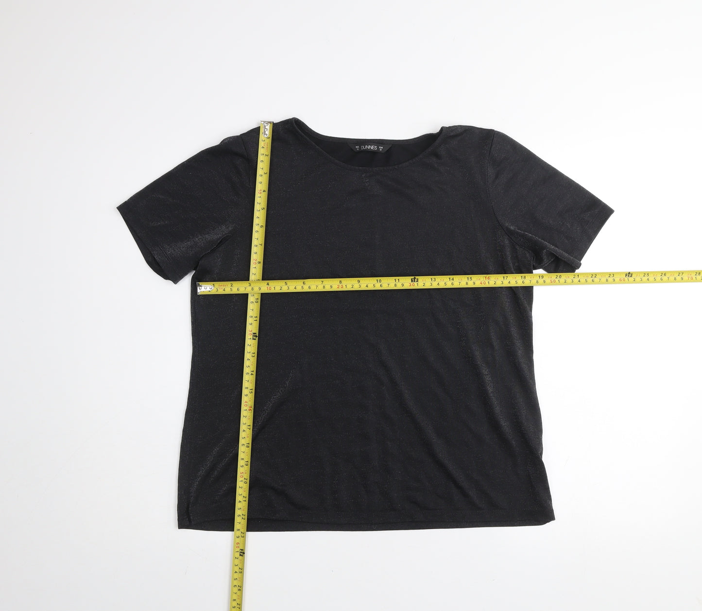 Dunnes Women’s Black Short Sleeve Basic T-Shirt Size 12 Viscose Blend