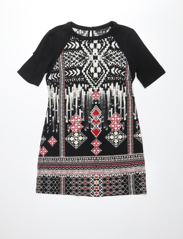 Star by Julien Macdonald Women's Black Geometric Shift Dress Size 10