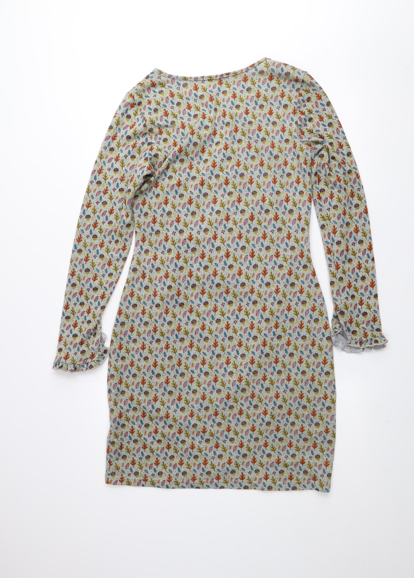 Md'M Women’s Multicoloured Floral Bodycon Dress Size 10 Long Sleeve Autumn Knit