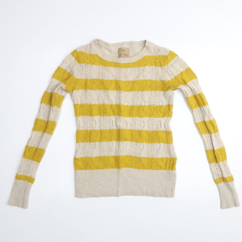 Aphorism Women’s Yellow Stripe Cable Knit Jumper Size 10