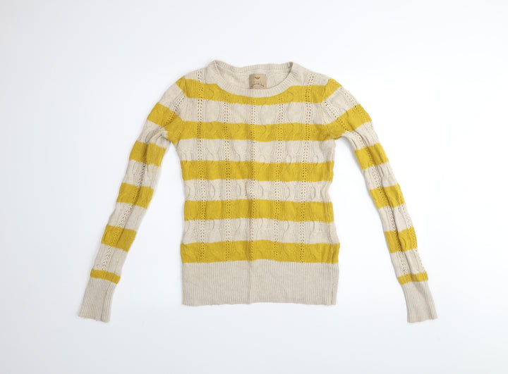 Aphorism Women’s Yellow Stripe Cable Knit Jumper Size 10