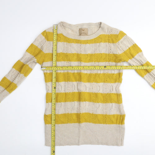 Aphorism Women’s Yellow Stripe Cable Knit Jumper Size 10