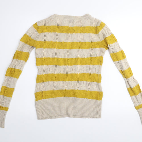 Aphorism Women’s Yellow Stripe Cable Knit Jumper Size 10