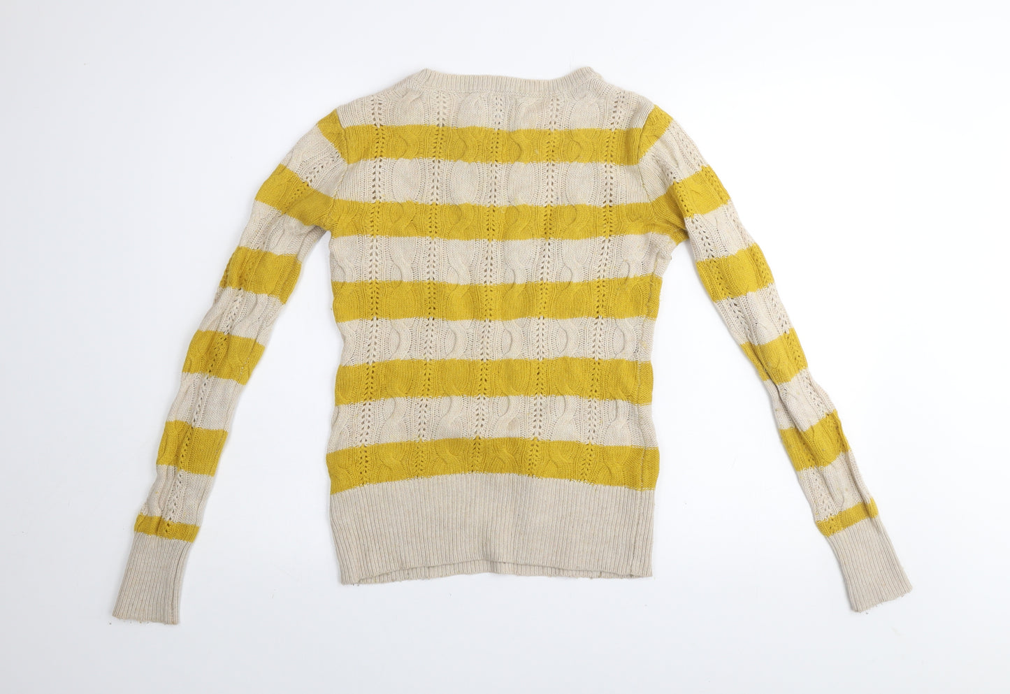 Aphorism Women’s Yellow Stripe Cable Knit Jumper Size 10