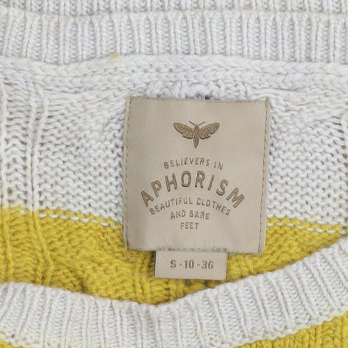 Aphorism Women’s Yellow Stripe Cable Knit Jumper Size 10