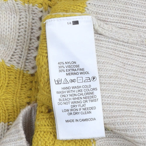 Aphorism Women’s Yellow Stripe Cable Knit Jumper Size 10