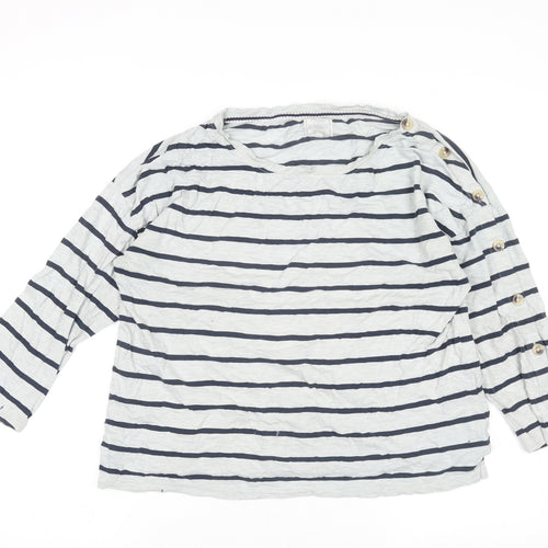 FatFace Women’s Blue White Striped 3/4 Sleeve Nautical Cotton Top Size 12