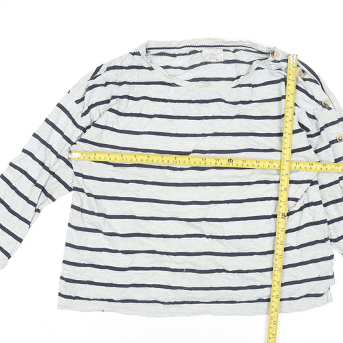 FatFace Women’s Blue White Striped 3/4 Sleeve Nautical Cotton Top Size 12