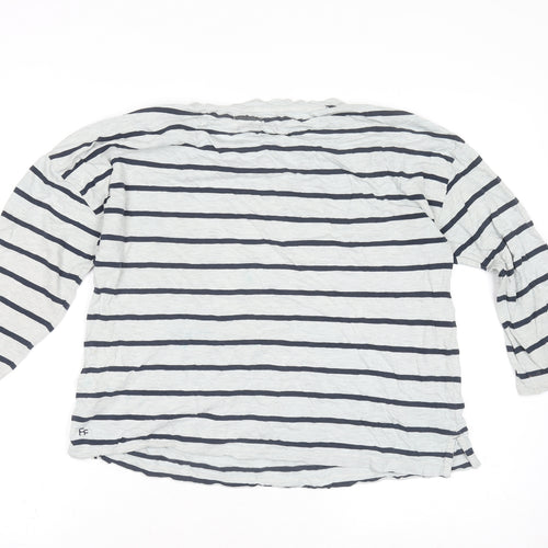 FatFace Women’s Blue White Striped 3/4 Sleeve Nautical Cotton Top Size 12