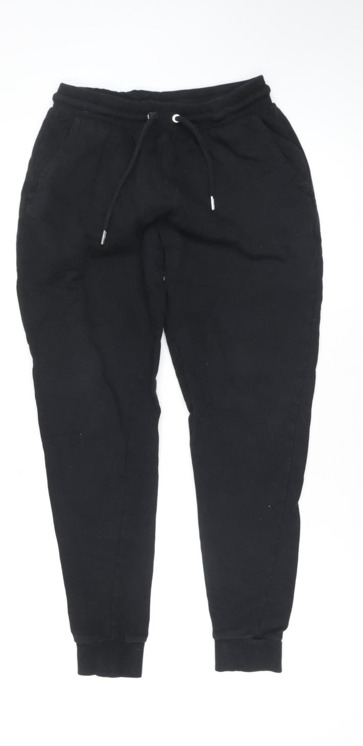 ASOS DESIGN Boys Black Jogger Trousers Small Fleece Tapered Fit Sweatpants