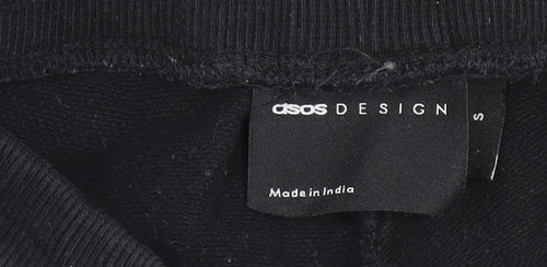 ASOS DESIGN Boys Black Jogger Trousers Small Fleece Tapered Fit Sweatpants