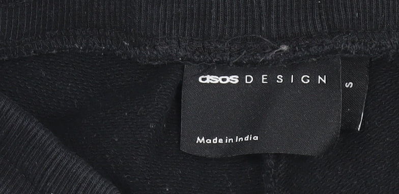 ASOS DESIGN Boys Black Jogger Trousers Small Fleece Tapered Fit Sweatpants