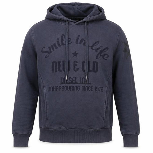 Diesel Men's Blue Hoodie Jumper L Graphic Print Cotton Casual