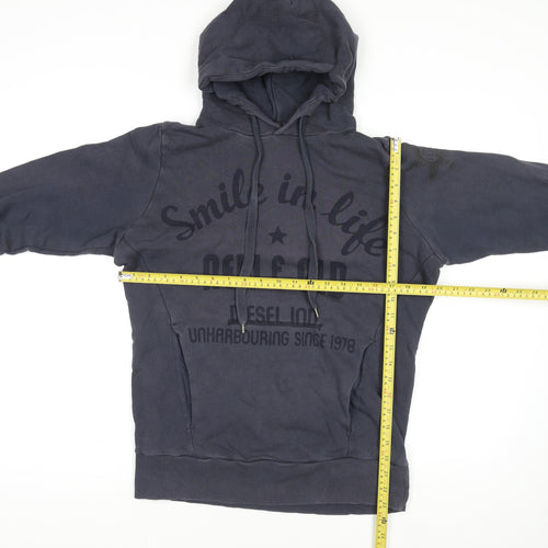 Diesel Men's Blue Hoodie Jumper L Graphic Print Cotton Casual