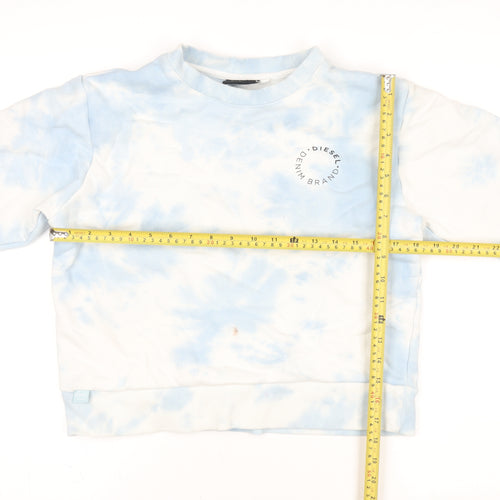 Diesel Women Blue Tie Dye Pullover Sweatshirt Medium Cotton Blend