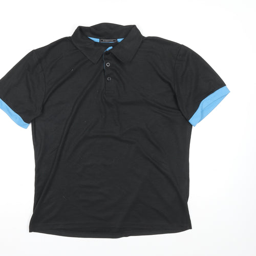 SIIMHWRSS Men's Black Polo Shirt Size M Short Sleeve Polyester