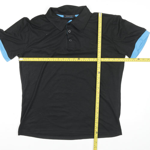 SIIMHWRSS Men's Black Polo Shirt Size M Short Sleeve Polyester