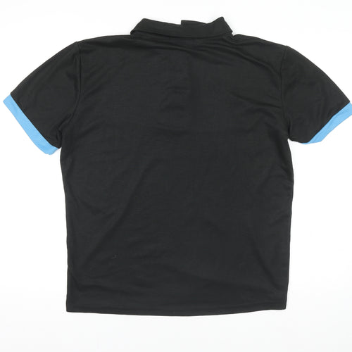 SIIMHWRSS Men's Black Polo Shirt Size M Short Sleeve Polyester