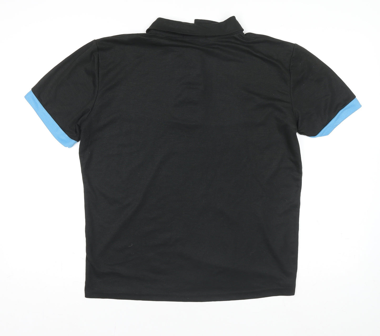 SIIMHWRSS Men's Black Polo Shirt Size M Short Sleeve Polyester