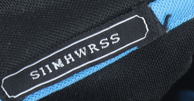 SIIMHWRSS Men's Black Polo Shirt Size M Short Sleeve Polyester