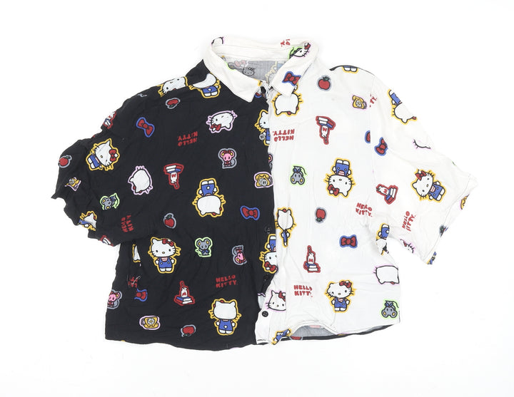 Hello Kitty Girls Multicoloured Button-Up Cotton Shirt Size 10 Regular Fit