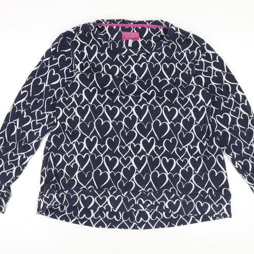 Joules Women's Blue Heart Print Cotton Pullover Jumper UK 10