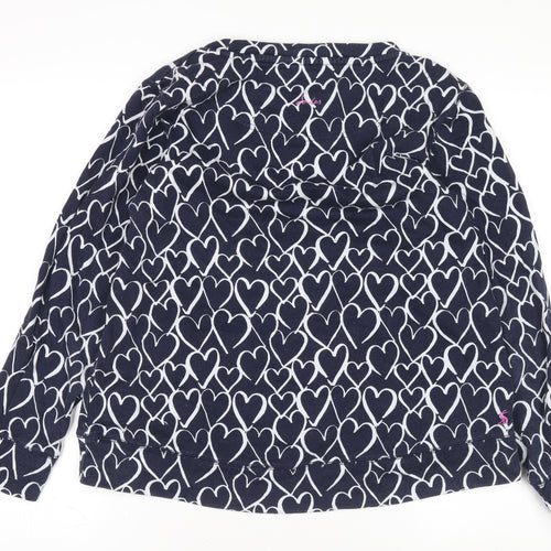 Joules Women's Blue Heart Print Cotton Pullover Jumper UK 10
