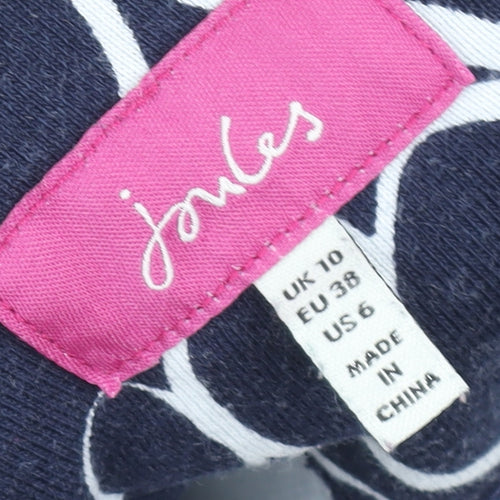 Joules Women's Blue Heart Print Cotton Pullover Jumper UK 10